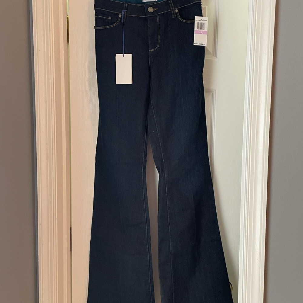 NWT Paige Dark Wash Skyline Boot Cut Jeans